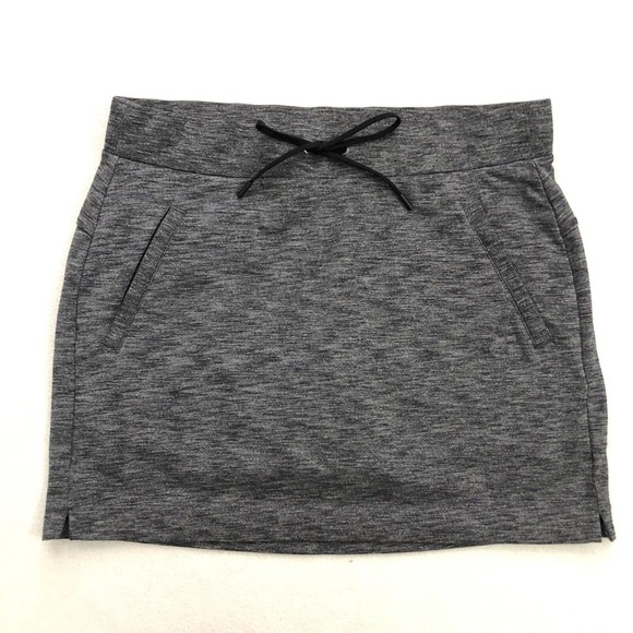 Athleta Modern Metro Spacedye Heathered Black Grey Drawstring Skort 210258 S